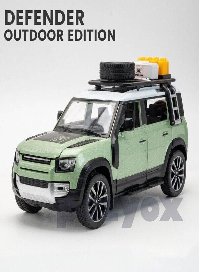 PEZYOX Die-Cast Zinc Alloy 1:24 Scale Defender Camping【Large】 with 6 Openable Doors,Lights & Music. (Green) - Image 4