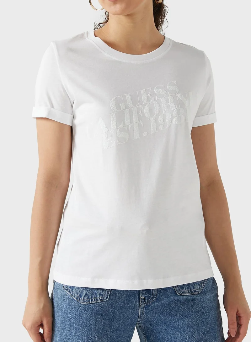 GUESS Roll Sleeve Logo T-Shirt