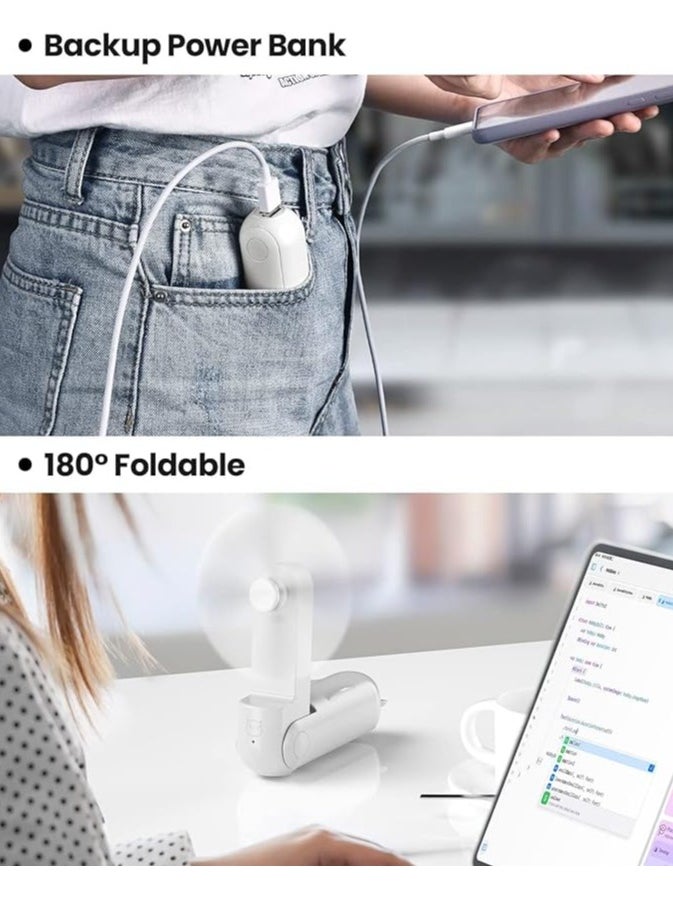 ANYOUI - Handheld fan, 3 in 1 mini handheld fan, portable USB charging fan, 270° adjustable small pocket fan with 2000mAh power bank, suitable for travel, outdoor - Image 1