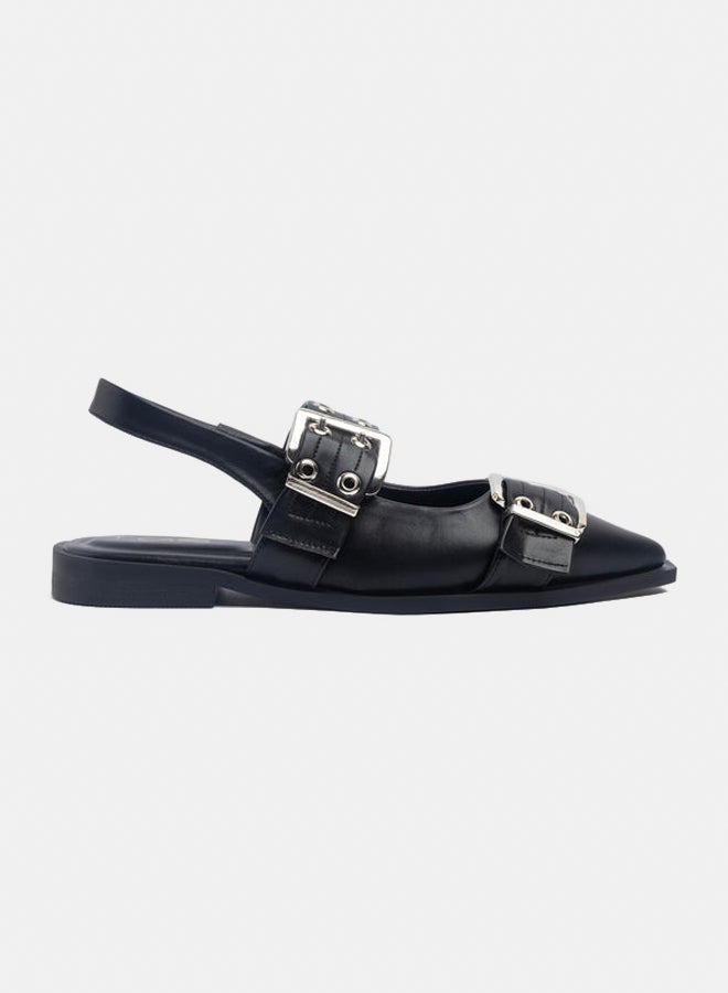 Double Buckle Slingback Flats