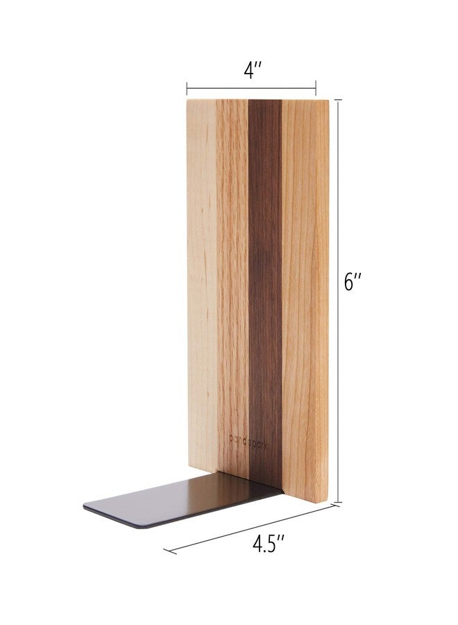 Pandapark Wood Decorative Bookends,Non-Skid Bookend for Shelves,Heavy Duty Bookends,Book Stand for Books/CDs,1 Pair - Image 2