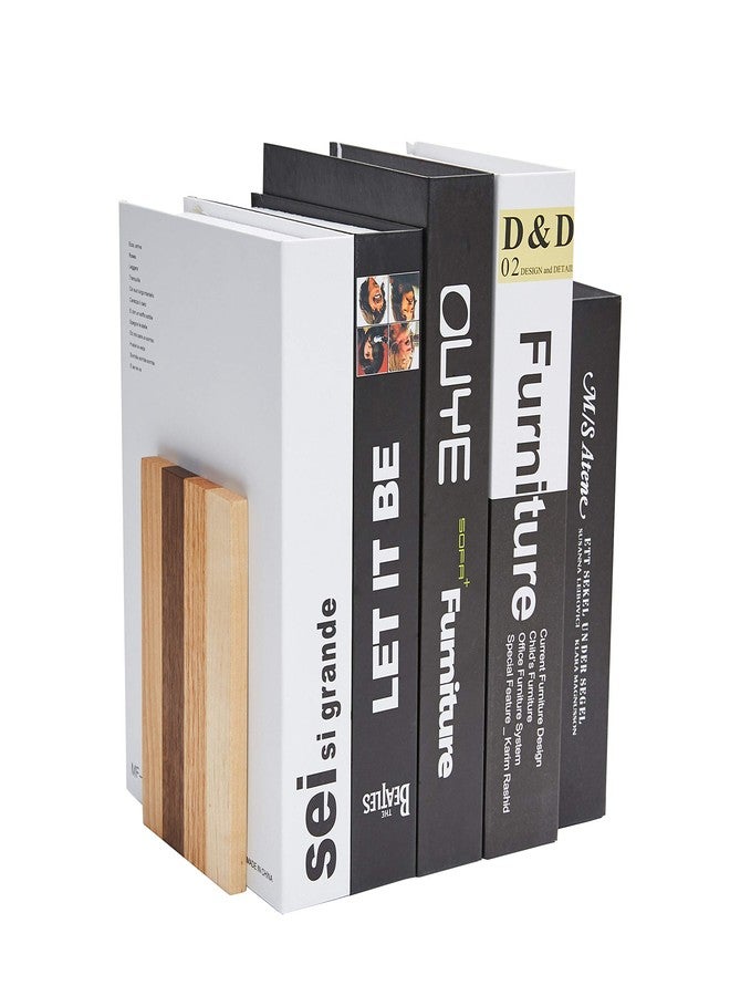 Pandapark Wood Decorative Bookends,Non-Skid Bookend for Shelves,Heavy Duty Bookends,Book Stand for Books/CDs,1 Pair - Image 3