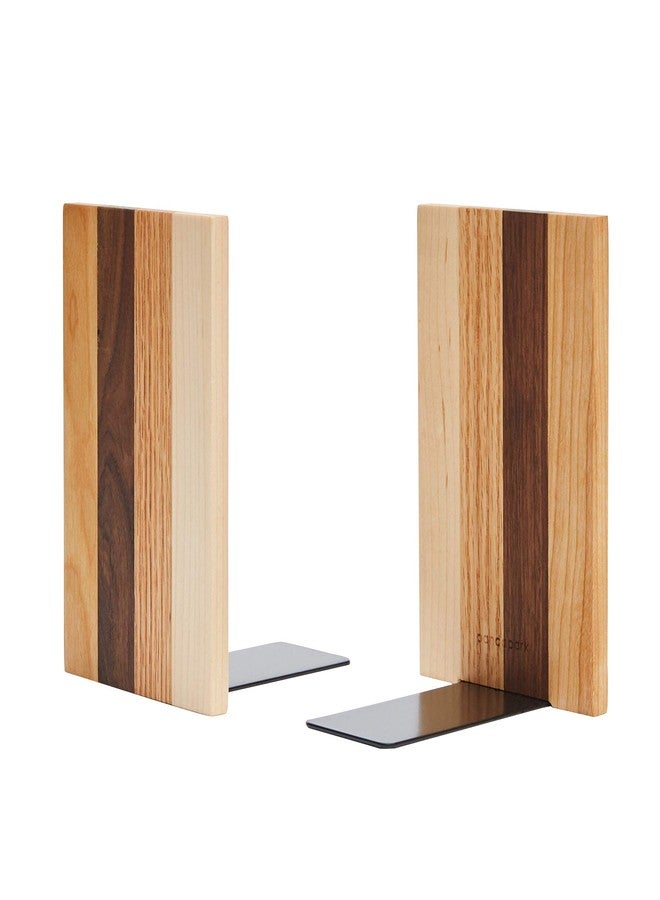 Pandapark Wood Decorative Bookends,Non-Skid Bookend for Shelves,Heavy Duty Bookends,Book Stand for Books/CDs,1 Pair - Image 1