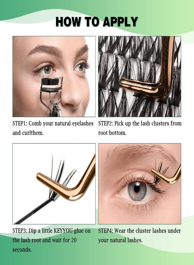 KEYYOU Lash Clusters 300pcs Individual Lashes 50D 0.07C Curl 9-18MIX DIY Eyelash Extension KEYYOU Large Tray Volume Soft&Natural Cluster Lashes(50D-0.07C,9-18MIX） - Image 5