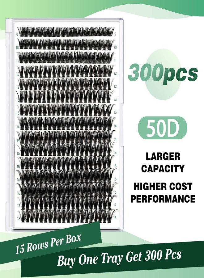 KEYYOU Lash Clusters 300pcs Individual Lashes 50D 0.07C Curl 9-18MIX DIY Eyelash Extension KEYYOU Large Tray Volume Soft&Natural Cluster Lashes(50D-0.07C,9-18MIX） - Image 2