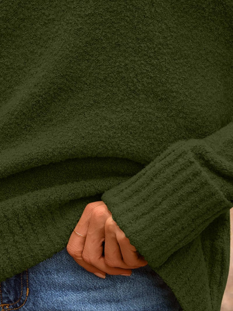LILLUSORY Oversized Sweater Womens 2026 Fall Fashion Outfits Pullover Long Tunic Old Money Winter Cozy Clothes Cute Crewneck Trendy Knit Chunky Warm Knitted Ladies Top Army Green - Image 5