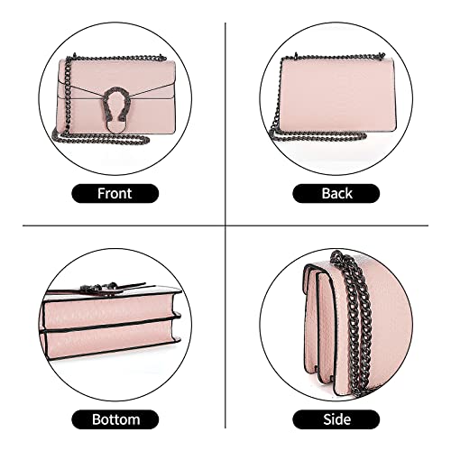 DEEPMEOW Crossbody Shoulder Evening Bag for Women - Snake Printed Leather Messenger Bag Chain Strap Clutch Small Square Satchel Purse（Pink） - Image 4