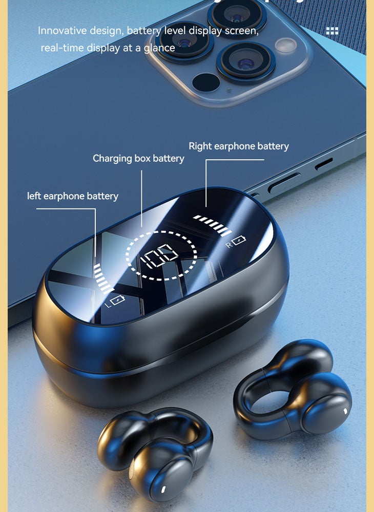 Chomel New ear clip bone conduction Bluetooth headset, non-in-ear sports digital display, long battery life earphone - Image 4