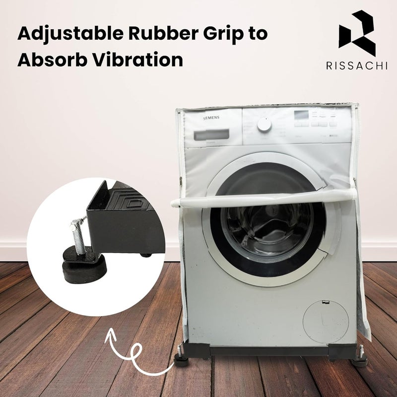 RISSACHI Adjustable Washing Machine TrolleyStand with 4 Anti Vibration Pads for Front Top Load Supports Up to 150kg Suitable for Dishwasher Fridge Air Cooler IFB Refrigerator - Image 2