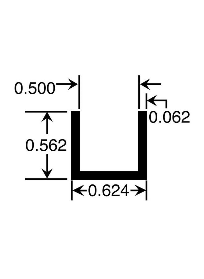 OUTWATER قناة U من الألمنيوم بلمسة مطحنة 1/2 بوصة أبعاد داخلية طول 48 بوصة عبوة من 1 Alu847-M C-Channel - Image 2