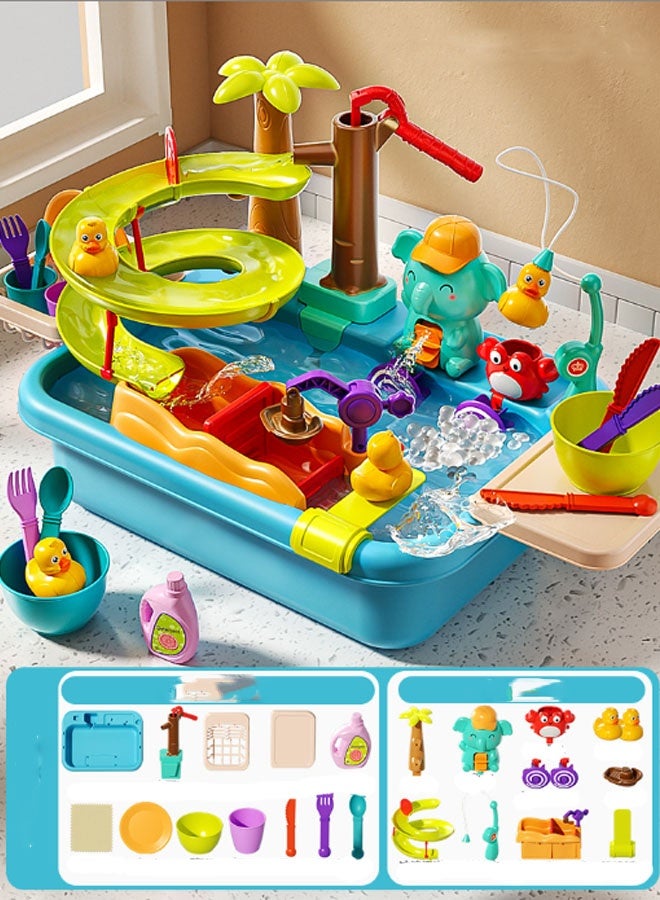 Play Sink with Running Water,Kids Kitchen Sink Toys,Pool Floating Fishing Toys With Manual Faucet for Water Play, Children's Play Kitchen Gift for Boys Girls 4+6 Years Old