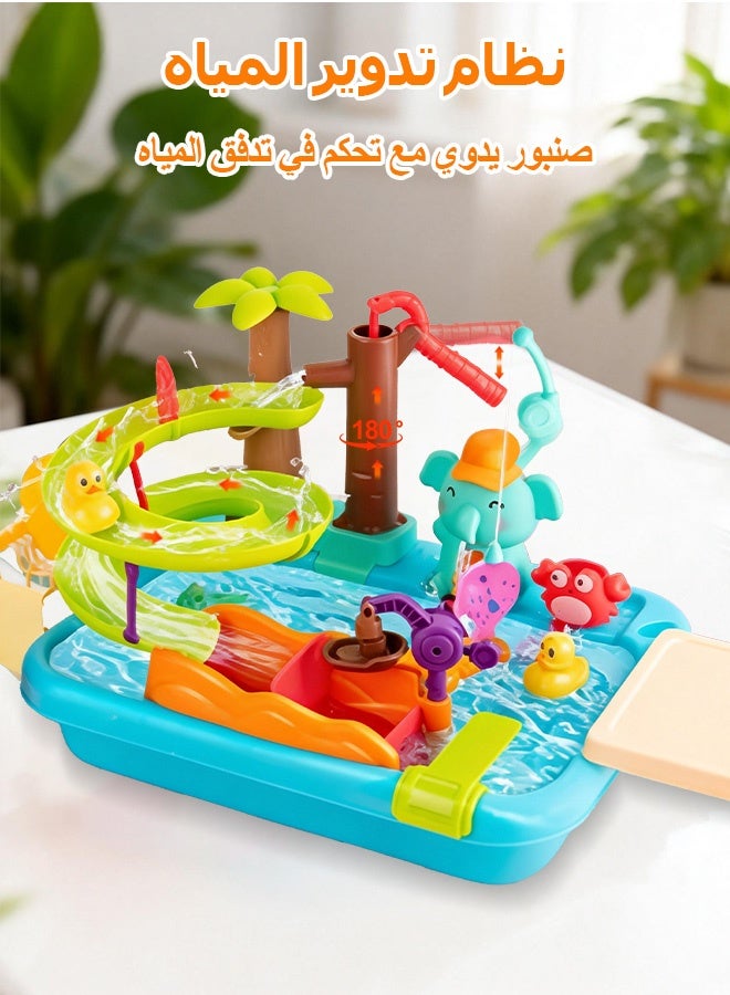 Sunbath Play Sink with Running Water,Kids Kitchen Sink Toys,Pool Floating Fishing Toys With Manual Faucet for Water Play, Children's Play Kitchen Gift for Boys Girls 4+6 Years Old - Image 3