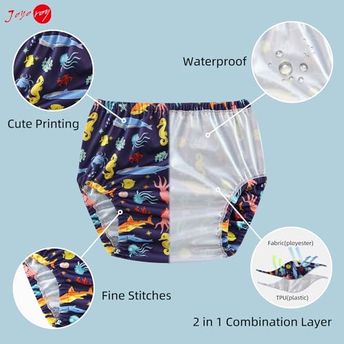 Joyo roy 6Pcs Waterproof Cloth Diaper Cover Reusable Plastic Underwear for Toddlers Baby Diaper Covers for Boys Leak Proof Rubber Underwear for Potty Training Plastic Training Pants for Toddlers 1T - Image 3