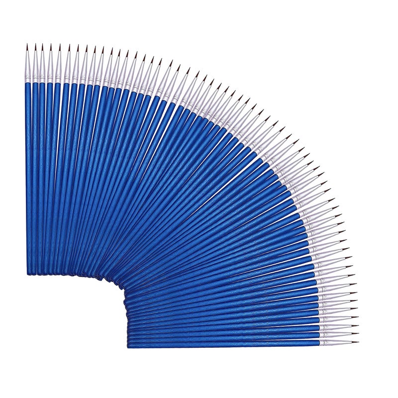 60 Pack Artists Pointed Round BrushSynthetic Bristles PaintingDetail Paint BrushNail Brushes for Miniature or Details PaintingColoringDrawing by Acrylic OilInk and Watercolor S0