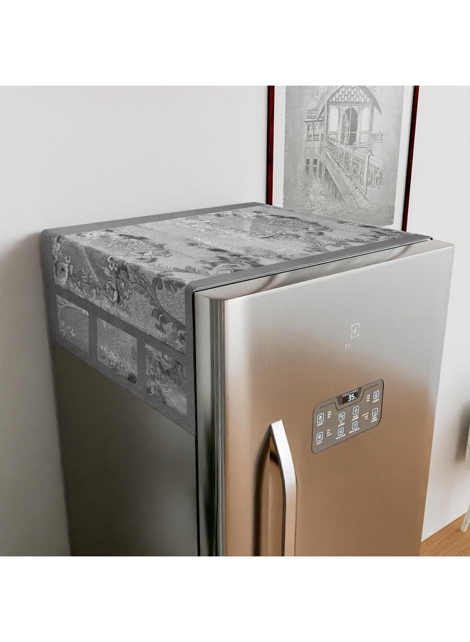 Kuber Industries Fridge Top Cover | PVC Fridge Top Cover | Refrigerator Cover with 6 Side Pockets | Refrigerator Top Protector | Appliance Cover | Fridge Top Cover 101 | Gray - Image 2