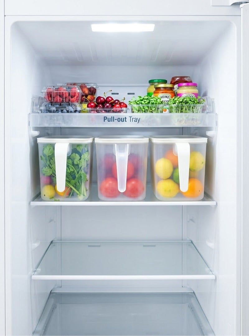 RAIS GLOBAL 3-Piece Refrigerator Organizer 4.5L | Stackable Fridge Storage Containers with Lids & Handle | Freezer Safe Fruit & Vegetable Storage Boxes | Transparent - Image 2
