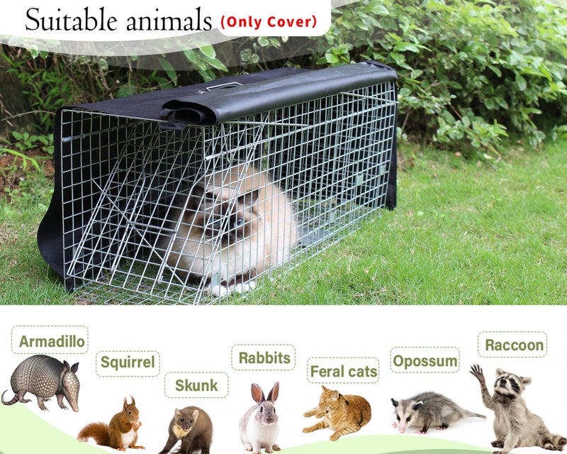 Rockever Live Animal Trap Cage Cover, Cat Trap Cover for Stray Cats 32 Inch Folding Skunk Trap with Real Door for Raccoons, Opossums, Groundhogs, Skunks, Feral Cats, Squirrels (Only Cover) - Image 3