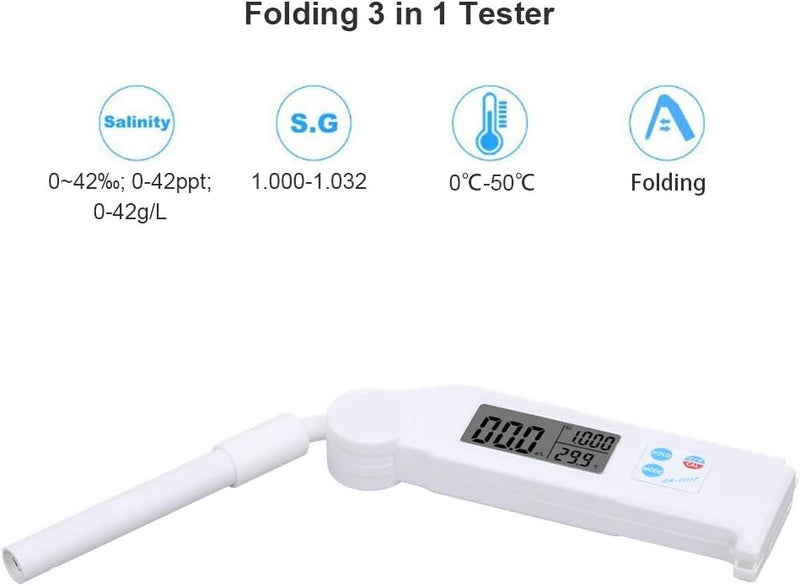 SA‑1017 LCD Display Folding Salinity Meter Portable Salt Temperature Specific Gravity Tester - Image 5