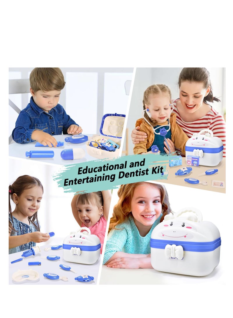 XiuWoo 3-5 Years Old Toddler Doctor Kit, Pretend Play and Dress Up Child Dentist Kit, Hippo Role-Playing Game Educational Doctor Toys, There are 39 Piece Medical Kits, Girls and Boys Toddler Gift Toys - Image 4