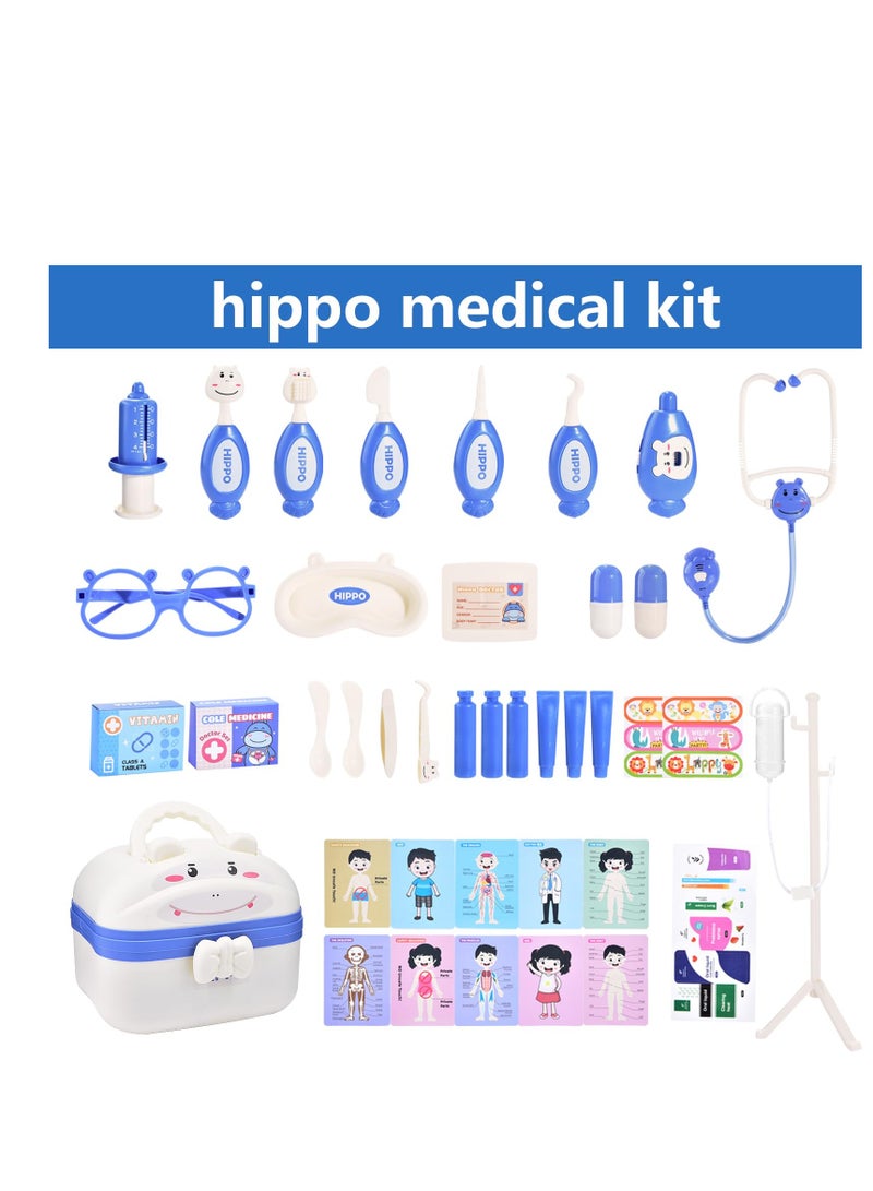 XiuWoo 3-5 Years Old Toddler Doctor Kit, Pretend Play and Dress Up Child Dentist Kit, Hippo Role-Playing Game Educational Doctor Toys, There are 39 Piece Medical Kits, Girls and Boys Toddler Gift Toys - Image 2