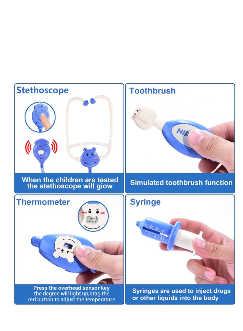 XiuWoo 3-5 Years Old Toddler Doctor Kit, Pretend Play and Dress Up Child Dentist Kit, Hippo Role-Playing Game Educational Doctor Toys, There are 39 Piece Medical Kits, Girls and Boys Toddler Gift Toys - Image 5