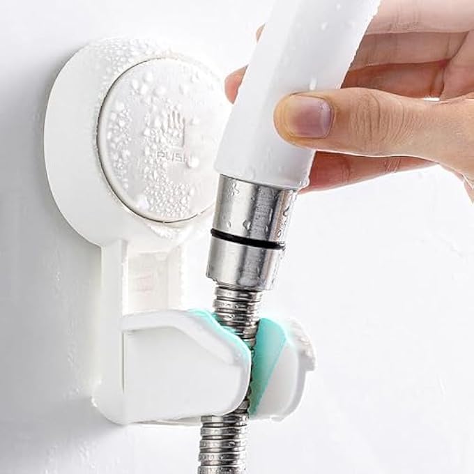 Shower Head Holder Adjustable Vacuum Handheld Shower Bracket No Drilling Waterproof Wall Mounted Shower Suction Cup Handheld Shower White - Image 5