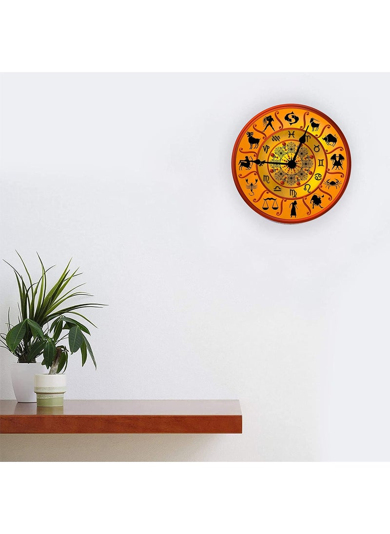 KARTIK Kartik Wall Clock Zodiac Sign Printed Designer Round Wooden Wall Clock Without Glass for Your Home/Living Room/Bedroom/Kitchen and Office (Multicolor, 11X11 inches) (03)  - Image 2