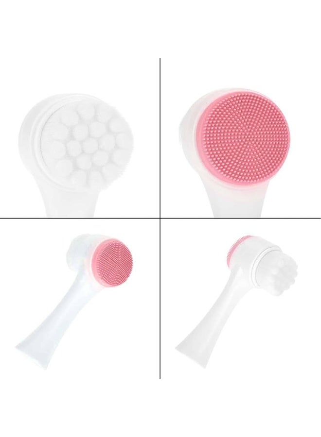 Double Face Cleanser Face Brush Soft Hair Silicone Face Washer Manual Makeup Remover Deep Cleansing Brush Random Color - Image 1