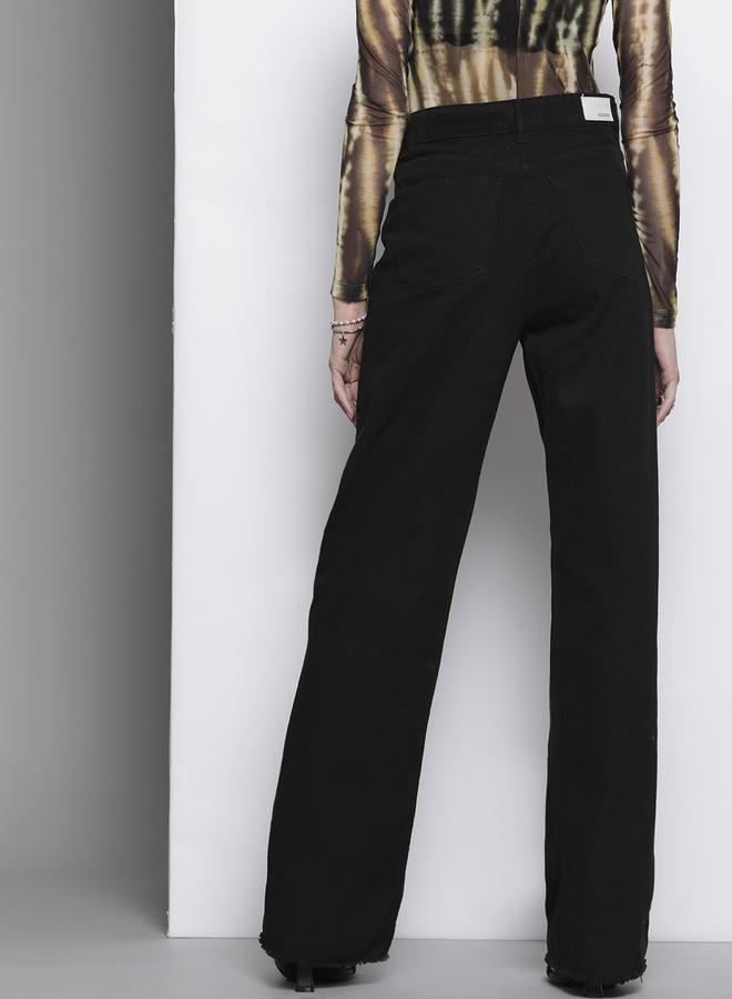 SASSAFRAS Black High-Rise Slim Fit Distressed Jeans - Image 3