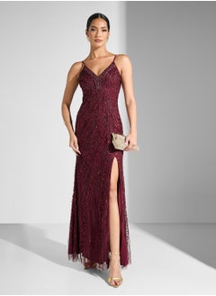 Namshi x Strappy Plunge Neck Sequin Embellished Backless Dress  - Image 1