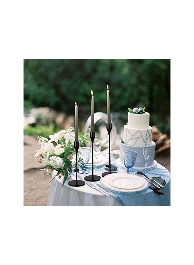 The Bros 3 Pcs Matte Black Candle Holders for Taper Candles, Decorative Candlestick Holder for Wedding, Dinning, Party, Fits 3/4 inch Thick Candle&Led Candles (Metal Candle Stand) - Image 2