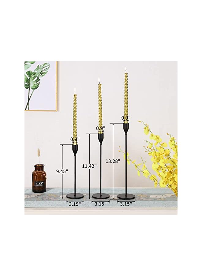 The Bros 3 Pcs Matte Black Candle Holders for Taper Candles, Decorative Candlestick Holder for Wedding, Dinning, Party, Fits 3/4 inch Thick Candle&Led Candles (Metal Candle Stand) - Image 4