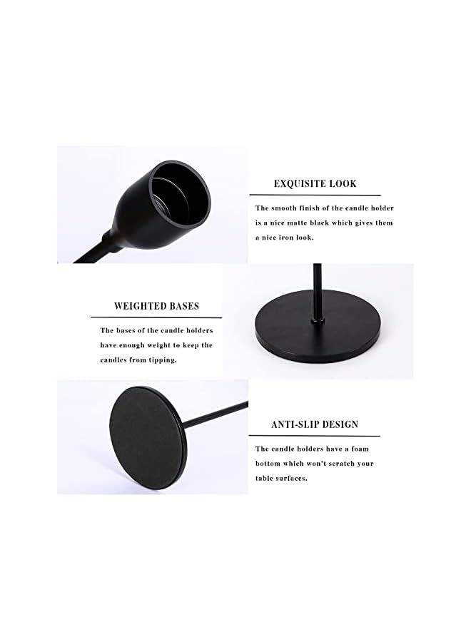 The Bros 3 Pcs Matte Black Candle Holders for Taper Candles, Decorative Candlestick Holder for Wedding, Dinning, Party, Fits 3/4 inch Thick Candle&Led Candles (Metal Candle Stand) - Image 5