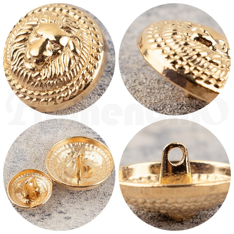 Framendino, 30 Pack Vintage Gold Lion Head Buttons Metal Blazer Button for Clothes Crafts 15mm 23mm - Image 5