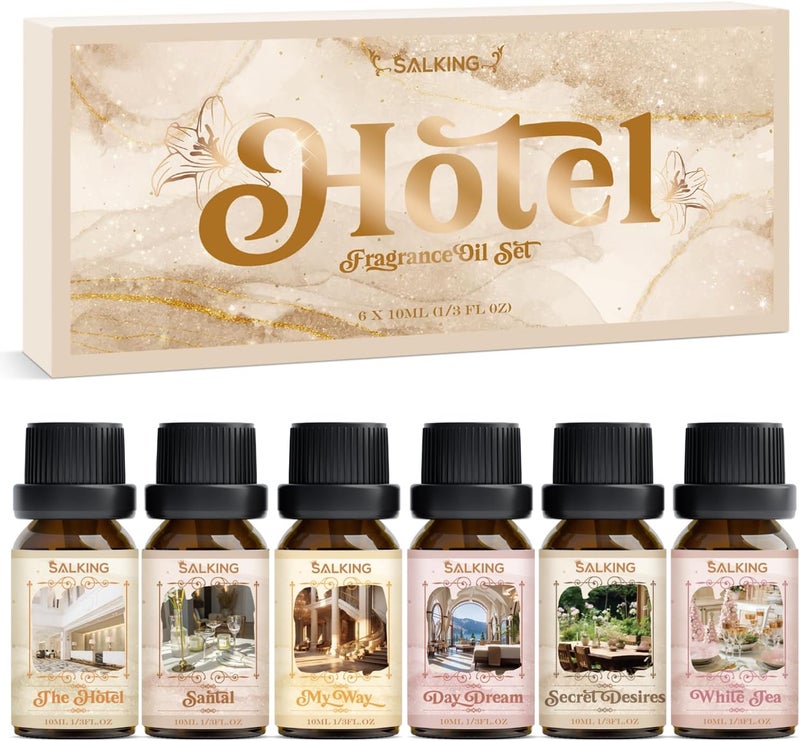 Hotel Diffuser Oils Gift Set, Hotel Scent Essential Oils for Diffuser, Luxury Fragrance Oil Set, Candle, Soap Making Scents, Santal, My Way, Day Dream, Secret Desires, White Tea - Image 1