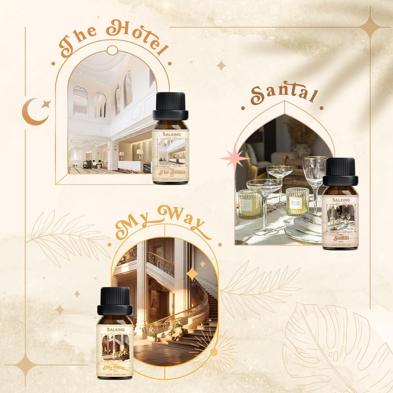Hotel Diffuser Oils Gift Set, Hotel Scent Essential Oils for Diffuser, Luxury Fragrance Oil Set, Candle, Soap Making Scents, Santal, My Way, Day Dream, Secret Desires, White Tea - Image 3