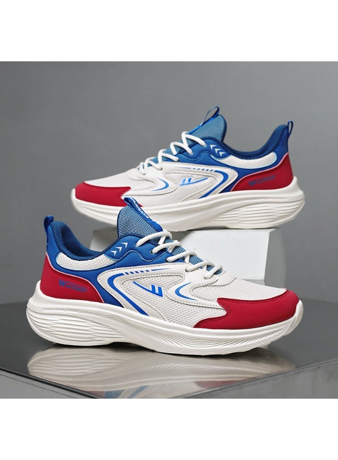 WARRIOR New Arrival Men's Fashion Sneakers - Breathable Mesh Upper Red/Blue/White Casual Sports Shoes for Daily Wear 45SIZE - Image 1