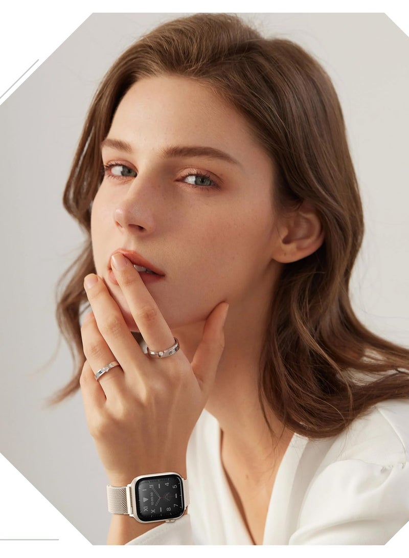 Stainless Steel  Loop Apple Watch Band 38mm/40mm/41mm, iWatch Magnetic Clasp Strap Replacement Band, Apple Watch Wrist Strap for iwatch Series Ultra SE Series 9/8/7/6/5/4/3/2/1(starlight) - Image 5