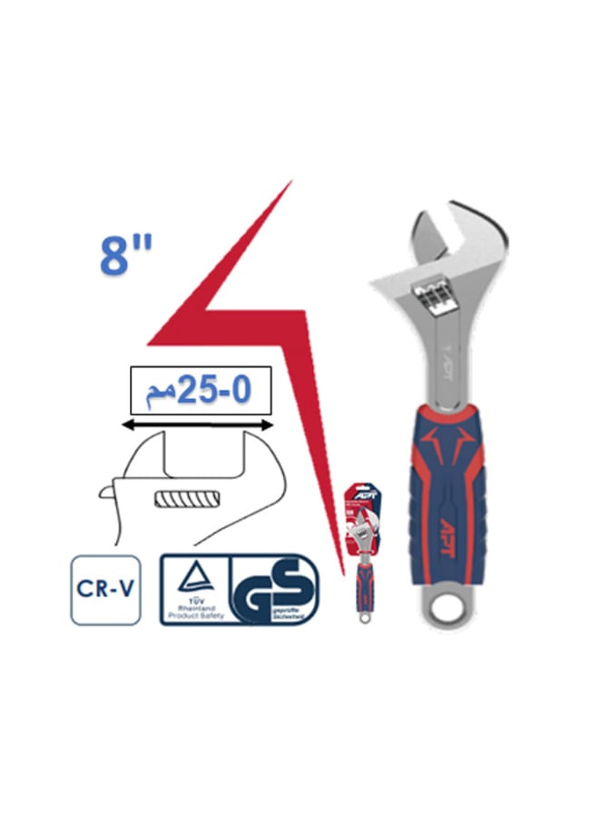Apt APT 8 inch 2-color rubber handle French wrench