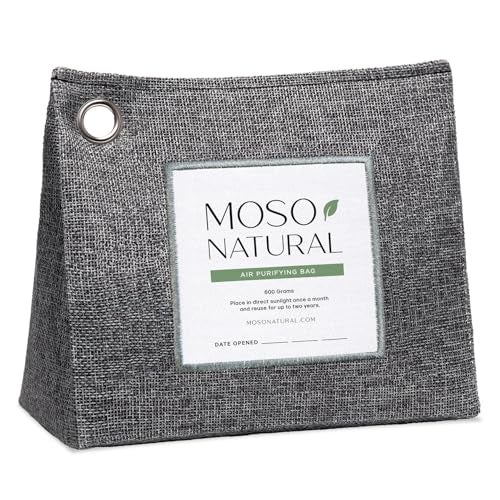 MOSO NATURAL Unscented Stand-Up Air Purifying Granule Bag. Odor Eliminator, Odor Absorber For Home And Basement. Charcoal Color 600G, Long Lasting Charcoal Bag | Lasts up to 2 years! - Image 1