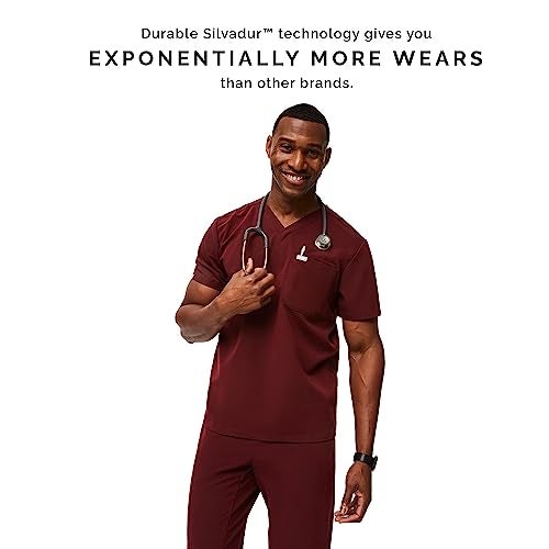 FIGS Leon Three-Pocket Scrub Top for Men - Burgundy, XL - Image 4