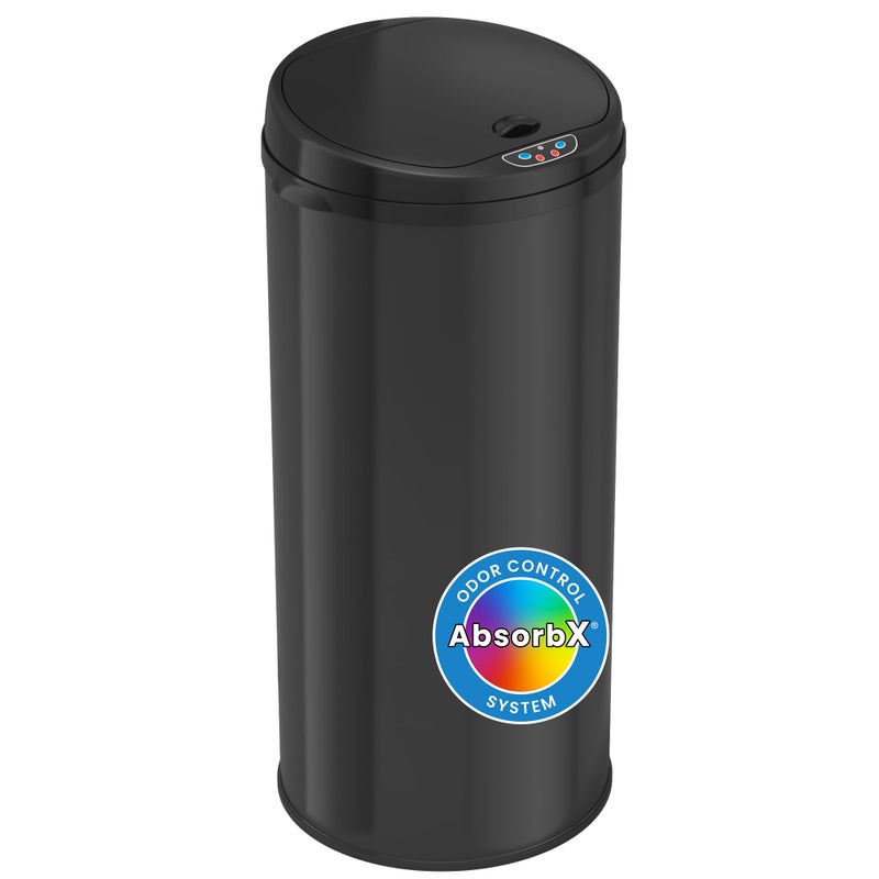 سلة مهملات أوتوماتيكية بسعة 13 جالون مع نظام التحكم في الروائح - أسود دائري لمطبخ أو مكتب