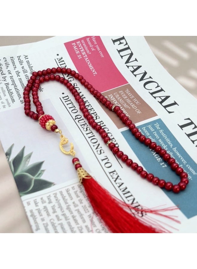 NIBEMINENT 99 Muslim Prayer Beads Dark Red/6mm 