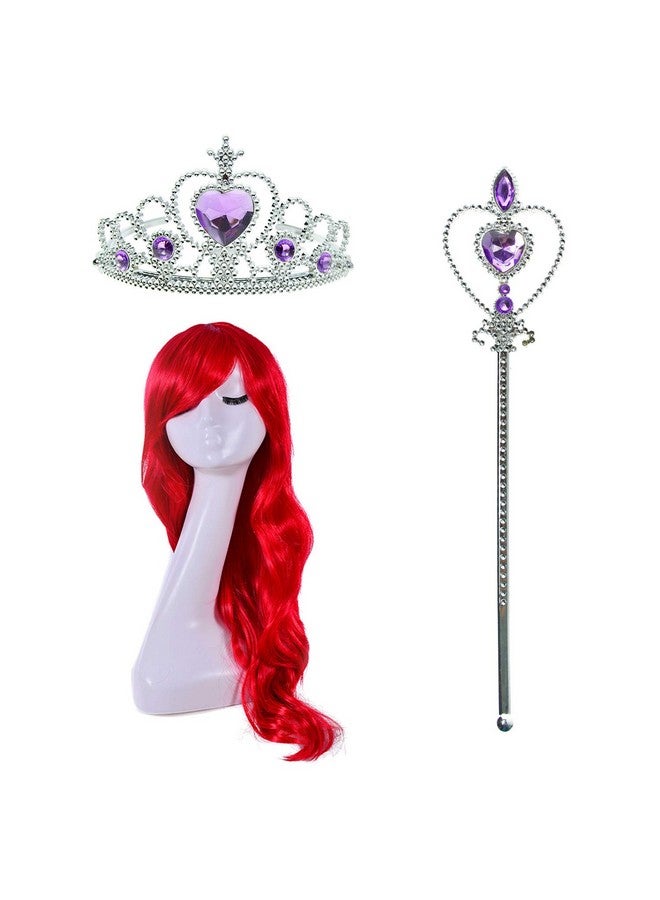 Joy Join Joy Join Little Girls Princess Mermaid Costume for Girls Dress Up Party with Wig,Crown, Mace Pink 4T 5T  - Image 3