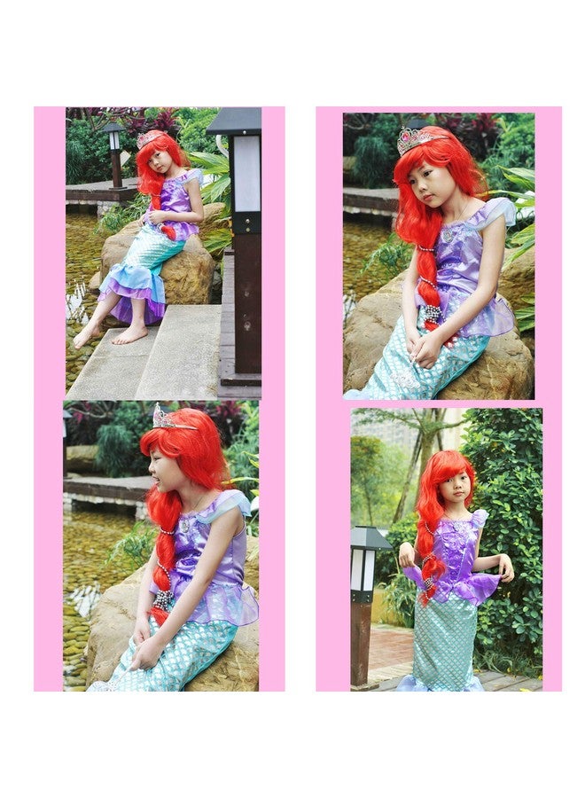 Joy Join Joy Join Little Girls Princess Mermaid Costume for Girls Dress Up Party with Wig,Crown, Mace Pink 4T 5T  - Image 2