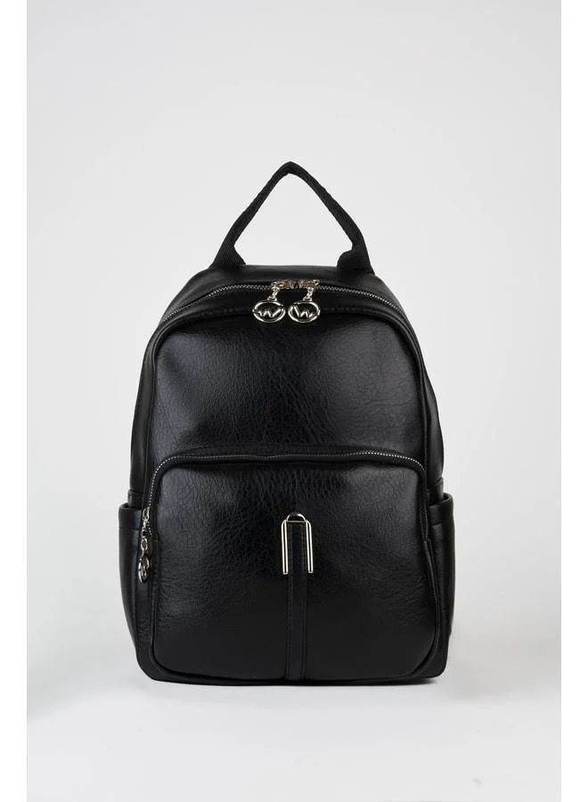 Vivaq Women's Penguin Black 2-Eye 2-Side Pocket Synthetic Leather Zipper Closure Travel & Daily Backpack.