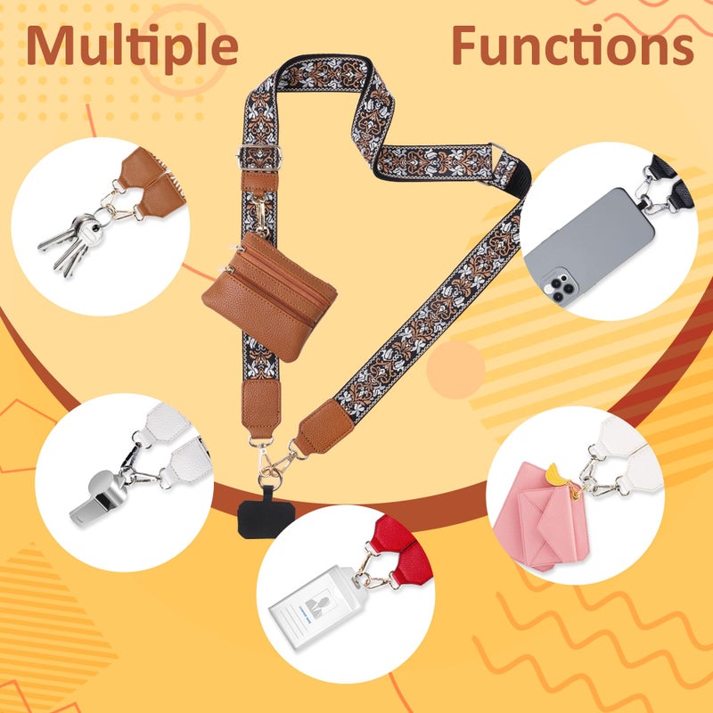 BARGIFTS Clip and Go Strap for Phone with Wallet Crossbody, Cell Phone Lanyard with Zippered Pouch, Adjustable Phone Strap Crossbody with Wallet- Brown - Image 2