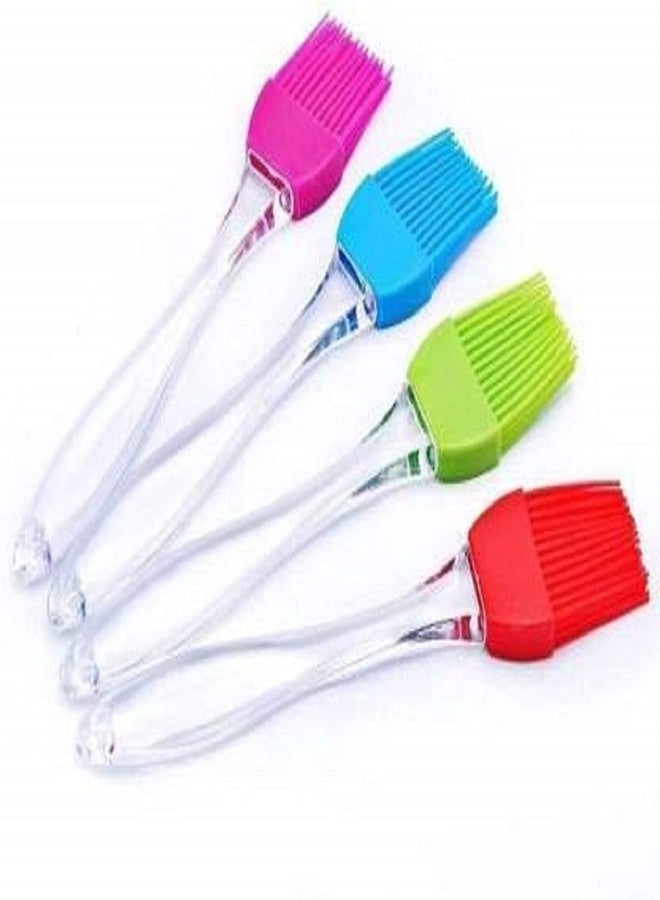 Red Champion Flat Pastry Brush | Multi-Purpose Silicone Durable Easy Use | Oil Cooking Brush for Grilling, Tandoor, Cooking, Baking, BBQ | Brush for Cooking | Cooking Tools | Multicolor - Set of 4 - Image 1