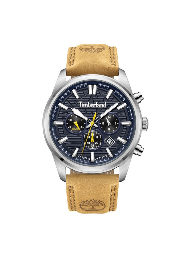 Timberland Men Northbridge 45 mm Men's Multifunction Watch Navy  Dial  & Brown Leather Strap - Image 1