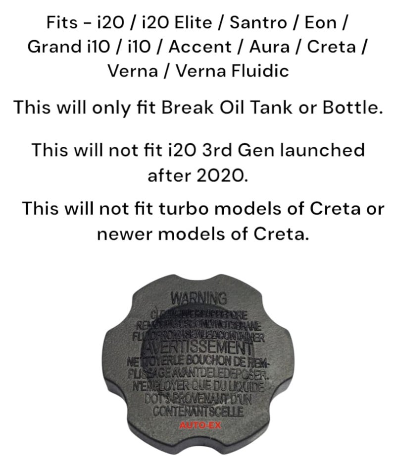 Auto-Ex Car Break Brake Oil Fluid Bottle Tank Cap Compatible/Replacement For i20 / i20 Elite/Santro/Eon/Grand i10 / i10 / Accent/Aura/Creta/Verna/Verna Fluidic - Image 2